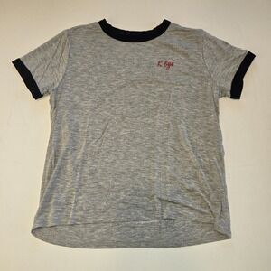 Forever 21 Y2K K Bye Heather‎ Gray Baby Tee Shirt Womens Size Large